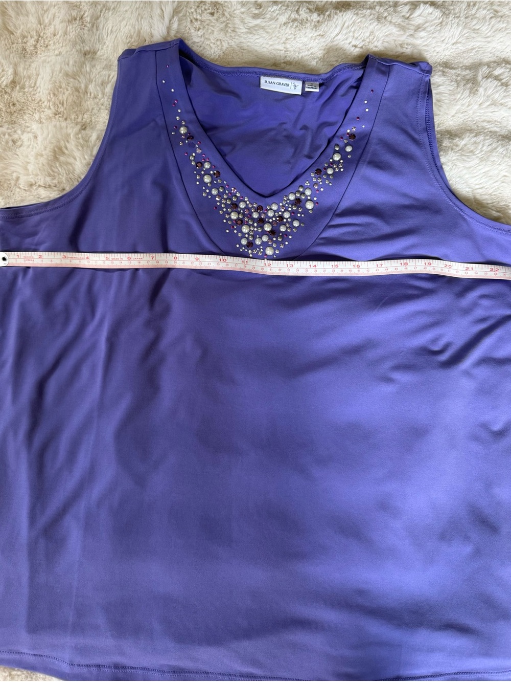 Sleeveless Embellished V-Neck Women's Top - Purple - Picture 4 of 7